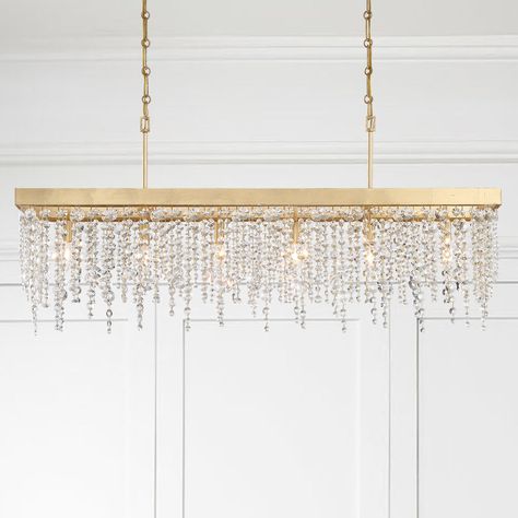 Linear chandelier dining room