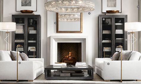 Living Room Restoration Hardware, Rh Living Room, Restoration Hardware Living Room, Ideas Decoracion Salon, Modern Classic Living Room, Restoration Hardware Style, Living Room Design Inspiration, Living Room With Fireplace, New Living Room