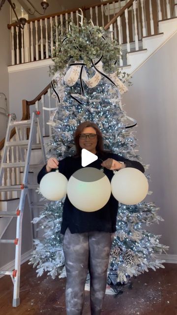 Holiday Hangups | Christmas Decor on Instagram: "Yep! Want those big balls?👇

Here’s a great list of large oversized balls.  Just leave me a comment and I’ll send you the links. 

I always use oversized ornaments in my large trees.  Push them deep into the tree to fill holes, add depth, and create layers of ornaments on your tree.
.
I’m talking anything over 6 inches.  Here I’m showing 8 inch, 10 inch, and 12 inch ornaments.

#christmas #christmaslights #lights #christmasdecor #christmasdecorating #holiday #holidaydecor #holidaylights #christmastree #Christmastime #christmasdecorations #christmastreedecorating #christmasmood #christmasspirit #christmasvibes #christmasmagic #sparkle #shinebright #holidays #holidaydecorating #holidayseason #holidayhome #ornaments #xlornaments #largeornament Tree With Large Ornaments, Big Balls On Christmas Tree, Big Christmas Balls Decor, Big Ornaments On Tree, Diy Large Ornament Balls, Oversized Christmas Decorations, Oversized Ornaments, Christmas Tree Bulbs, Large Christmas Ornaments