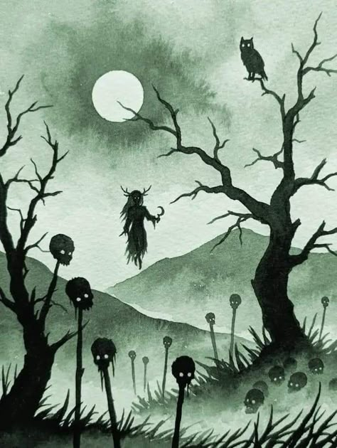 Welsh Mythology, Creepy Paintings, Baba Jaga, Alan Lee, Forest Drawing, Inktober 2023, ملصق ديني, Creepy Drawings, Halloween Drawings