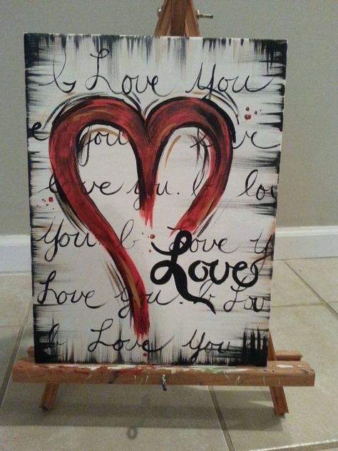 I LOVE YOU HEART PAINTING – The Easy Easel Love Canvas Painting, Painting Canvases, Simple Canvas Paintings, Easy Canvas Painting, Heart Painting, Valentines Art, Canvas Painting Designs, Art Painting Gallery, Canvas Painting Diy