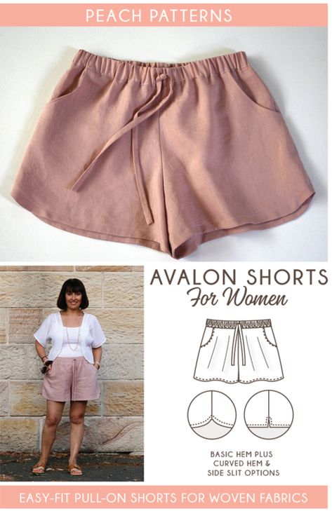 Avalon Shorts PDF Sewing Pattern for Women Como Fazer Short, Shorts Sewing Pattern, Sewing Patterns Free Women, Shorts Sewing, Trendy Sewing Projects, Sewing Shorts, Trendy Sewing Patterns, Sewing Pants, Shorts Pattern