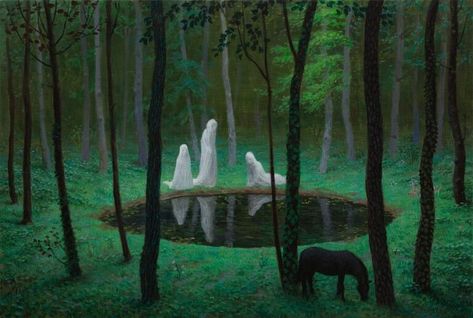 Aron Wiesenfeld, Pond Art, Green Floor, Piskel Art, Superflat, Forest Painting, The Pond, Ethereal Art, American Artists