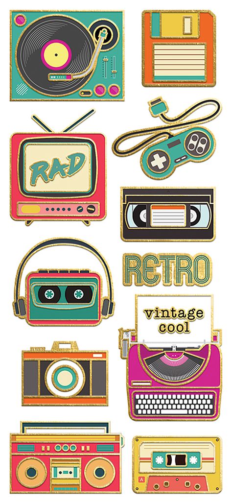 Old Stickers, Retro Electronics, Trendy Stickers, Retro Era, Boys Sticker, Paper House, Tumblr Stickers, Sticker Template, Beautiful Stickers