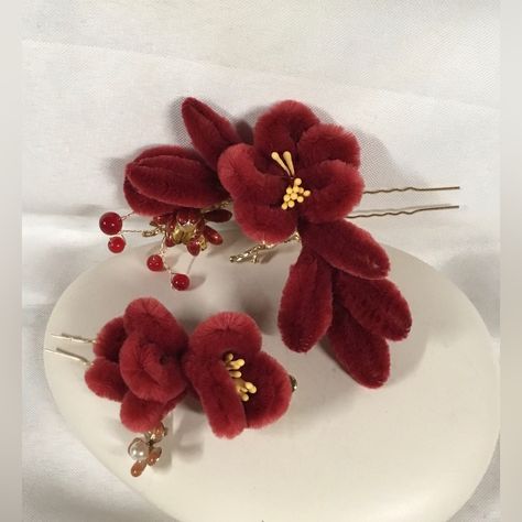 Hair Accessories Maroon Velvet With Pearl, Moldable Metal Flower Petals With Pearl Inside Black Hair Bows, Disney 50th Anniversary, Flower Headdress, Hair Tie Bracelet, Leopard Print Fabric, Feather Hair Clips, Christmas Headband, Gold Headband, Velvet Hair