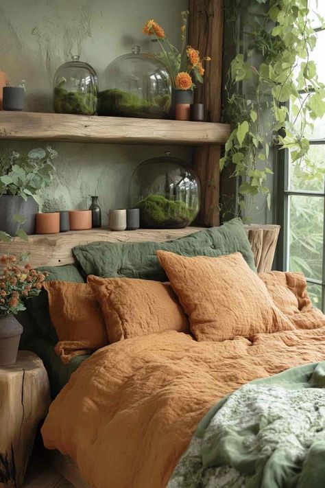 40 Forest-Themed Bedroom Ideas for a Woodland Sanctuary Woodland Home Aesthetic, Themes For Bedrooms, Forest Themes, Mushroom Room, Forest Themed Bedroom, Woodland Bedroom, Tree Stump Side Table, Woodland Home, Amber Room