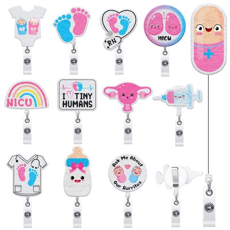 PRICES MAY VARY. What You Can Get: you will receive 12 pieces of labor and delivery badge reels in different patterns, practical and useful; Sufficient quantity and various patterns will meet your daily use and replacement demands, you can also share them with your coworkers Quality Felt Material: the RN badge reel is mainly made of quality felt material, delicate and lovely, and the metal clip is reliable and sturdy, can attach on the clothes firmly, not easy to fall, can be applied for a long Labor And Delivery Nurse Badge Reel, Nicu Nurse Gifts, Nurse Bae, Nurse Clothes, Nurse Badges, Newborn Footprints, Nursing Things, Peds Nurse, Heart Stethoscope