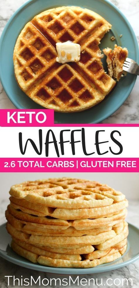 Keto Waffles | Gluten Free - This Mom's Menu Dolce Poche Calorie, Keto Waffles, Low Carb Waffles, Desayuno Keto, Keto Gluten Free, Gluten Free Waffles, Waffle Recipe, Low Carb Dessert, Recetas Keto