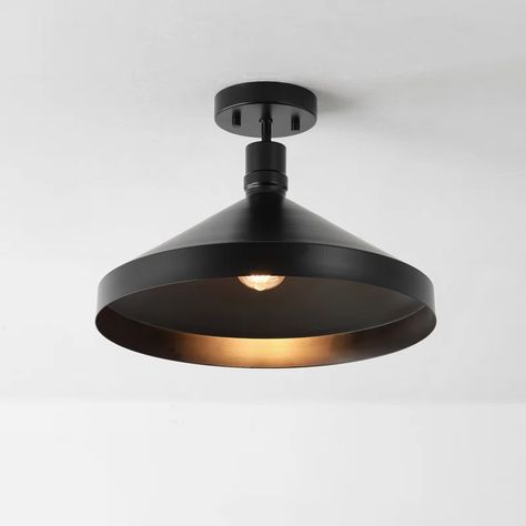 Globe Electric Company Matte Black 1 - Bulb Outdoor Semi Flush Mount | Wayfair Smart Bulb, Outdoor Flush Mounts, Flush Mount Light, Dome Lighting, Outdoor Light Fixtures, Black Shade, Mount Light, Led Flush Mount, Lighting Inspiration