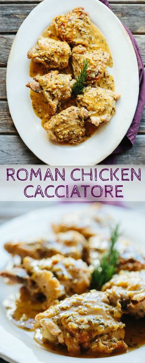 Chicken Cattitore, Roman Chicken, Chicken Cacciatore Easy, Chicken Cacciatore Recipe, Peasant Food, Bone In Chicken, Beef Roll, Chicken Cacciatore, Rosemary Chicken