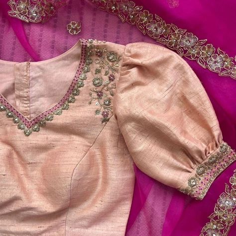 Dm@9640490158 Designer maggam work blouse Fabric: Halfpattu /Rawsilk Dispatch: 3days Price : 2800unstiched . 3350stitched Colours and sizes can be customised accordingly Sleeve Maggam Work, Studio 149, Ikat Blouse Designs, Modern Blouse Designs, Maggam Blouses, Blouse Works, Latest Bridal Blouse Designs, Bridal Blouses, Embroidery Blouses