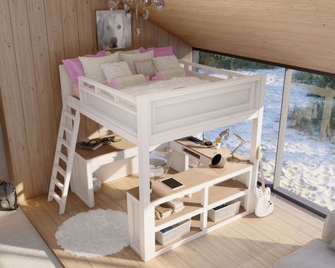 Diy Loft Bed Plans, Loft Beds For Small Rooms, Full Loft Bed, Diy Loft, Beds For Small Rooms, Loft Bed Plans, Bedroom 2024, Diy Loft Bed, Sleep Study