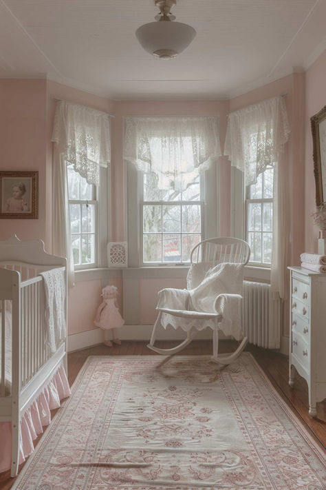 50 Cozy Baby Girl Nursery Designs for Sweet Dreams Coquette Baby Room, Princess Nursery Room, Timeless Nursery, Nursery Aesthetic, Baby Girl Nursery Ideas, Girl Nursery Ideas, Pink Baby Room, Nursery Design Girl, Vintage Girl Nursery