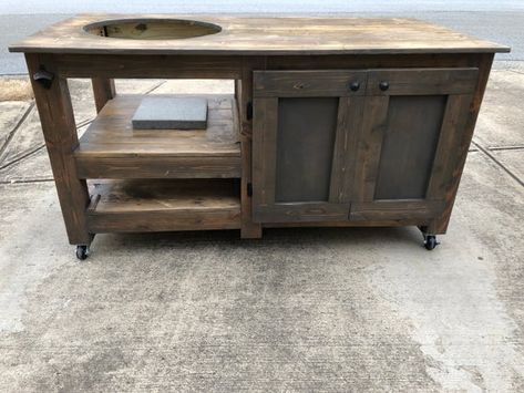 Big Green Egg Table Kamado Joe Table, Briarsmoke Stain, Kamado Grill Table, Big Green Egg Table, Grill Cart, Custom Grill, Kamado Grill, Grill Table, Kamado Joe