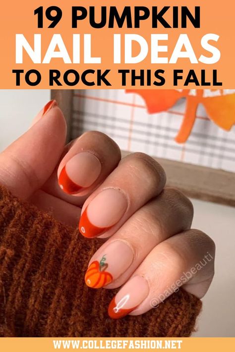 pumpkin nails Pumpkin Nail Ideas, Textured Nails, Pumpkin Nail, Nail Shapes Square, Pumpkin Nail Art, Elegant Touch Nails, Autumn Spirit, French Manicures, Cute Halloween Nails