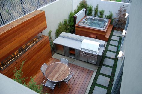 Gorgeous Decks and Patios With Hot Tubs | DIY Deck Building & Patio Design Ideas | DIY Whirlpool Deck, Hot Tub Patio, Outdoor Hot Tub, Diy Hot Tub, Hot Tub Deck, Hot Tub Backyard, Wooden Deck, Backyard Seating, Jacuzzi Outdoor