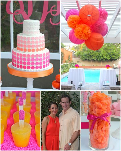 Ideas para una fiesta fucsia y naranja, de Pizzazzerie / Ideas for a pink and orange party, from Pizzazzerie Pink And Orange Party, Orange Party, 40th Birthday Party, Orange Baby, 40th Birthday Parties, Orange And Pink, Pink Parties, Fiesta Party, Party Entertainment