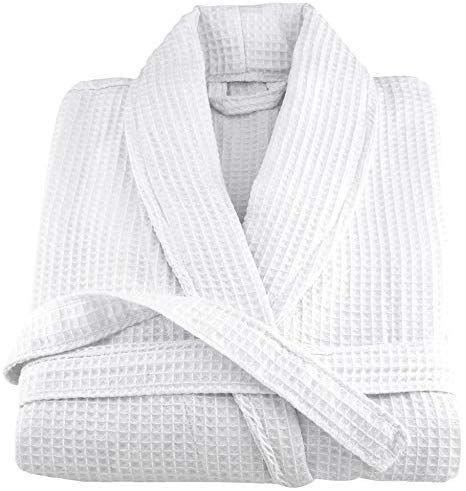 Amazon.com: OrganicTextiles Spa Bathrobe Waffle Weave, 100% GOTS Certified Organic Cotton, Soft & Absorbent, White, Women's Small: Gateway Monogram Robes, Special Birthday Gifts, Dressing Gown Robe, Classic Wardrobe Staples, Terry Towel, Waffle Weave, Kimono Fashion, Wash Bags, Shawl Collar