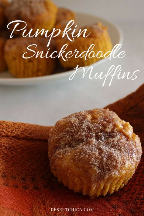 Pumpkin Snicker Doodle Muffins Recipe Pumpkin Snickerdoodle Muffins, Pumpkin Caramel Snickerdoodles, Snickerdoodle Mini Muffins, Pumpkin Snickerdoodles Pioneer Woman, Brown Butter Pumpkin Snickerdoodles, Sally’s Pumpkin Muffins, Snickerdoodle Muffins, Family Dessert Recipes, Party Food Dessert