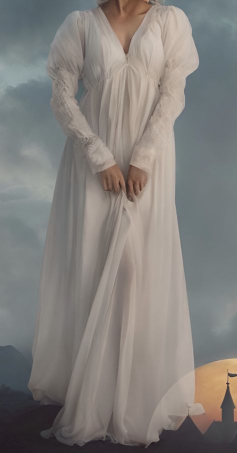 Medieval Sleeping Gown, Medevil Nightgown, Medieval Dressing Gown, Medieval White Dress, White Ethereal Dress, Medieval Sleepwear, 1800s Nightgown, White Fantasy Dress, Southern Wedding Dress