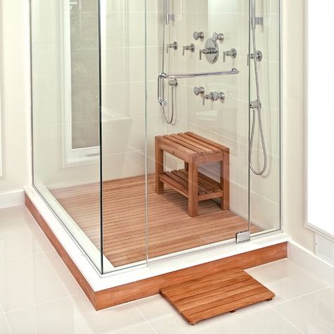 ARB Teak & Specialties Shower Mat | Wayfair Teak Tile, Wood Shower Mat, Teak Shower Floor, Spa Atmosphere, Teak Shower Mat, Teak Bathmat, Teak Bath, Teak Shower Bench, Spa Shower