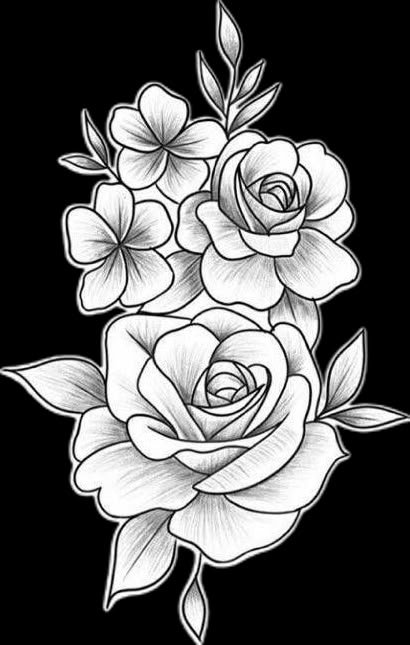 Mini Rose Tattoo, Rose Tattoo Stencil, Rose Drawing Tattoo, Pencil Drawings Of Flowers, Flower Tattoo Drawings, Stencil Outline, Flower Tattoo Shoulder, Flower Art Drawing, Tattoo Stencil Outline