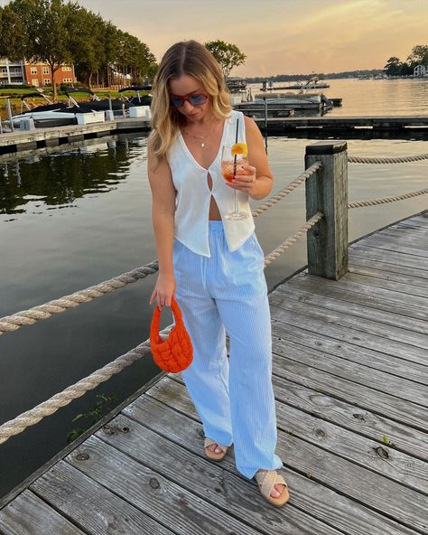 Hot August nights > 🧡🌊⚓️🌅 #pinterestgirl #ootd #ootdshare #casualstyle #petitefashion #summerstyle #dresstoimpress #amazonfinds #amazonfashion #lkn Outfit of the day, pop of color, brunch outfit, pajama pants, pops of orange, outfit inspo, what to wear, casual outfit, Pinterest outfit, Pinterest aesthetic, Outfit idea, pajama pants outfit, summer outfit, summer fashion, dockside outfit, petite fashion, street style, dress to impress What To Wear Casual, Cute Pajama Outfits, Pajama Pants Outfit, Pants Outfit Summer, Outfit Petite, Pajama Outfits, Orange Outfit, Fashion Street Style, Pinterest Aesthetic