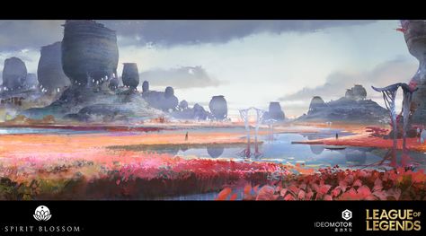 ArtStation - Concept of the Kin of the Stained Blade | Spirit Blossom 2020 Cinematic - League of Legends, IDEOMOTOR 念动 League Of Legends Environment, Shadow Creatures, Spirit Blossom, Sacred Groves, Spiritual People, Sci Fi City, Natural Magic, Fantasy Art Landscapes, Fantasy Concept Art