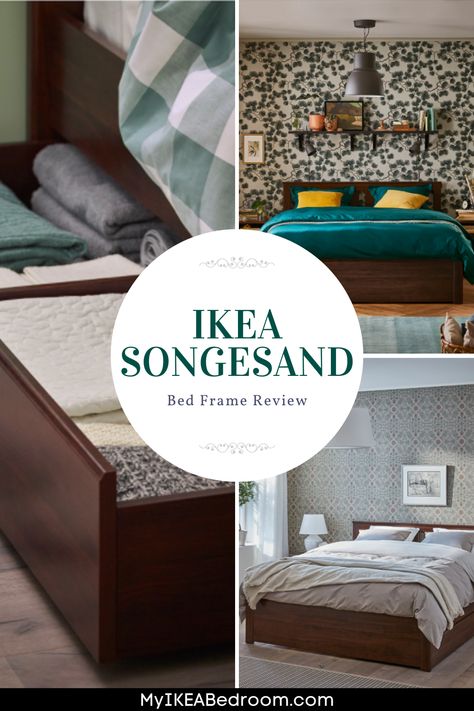 IKEA SONGESAND Bed Frame Review: The IKEA SONGESAND bed frame has a classic look that can fit into the modern design of your bedroom or hostel. Asides from the soft and gentle appearance of the white model for this product, buyers will also be happy with the sturdy design of the SONGESAND bed frame. Ikea Songesand Bedroom Ideas, Songesand Bedroom Ideas, Songesand Bedroom, Ikea Songesand Bed, Ikea Bedframe, Songesand Bed, Ikea Songesand, Hamptons Bedroom, Ikea Bed Hack