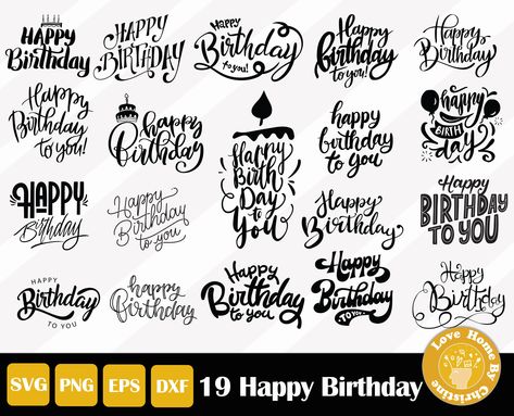 Birthday Calligraphy, Clip Art Design, Happy Birthday Svg, Sign Stencils, Happy Birthday Cake Topper, Printed Cups, Happy Birth, Birthday Svg, Christmas Bundle