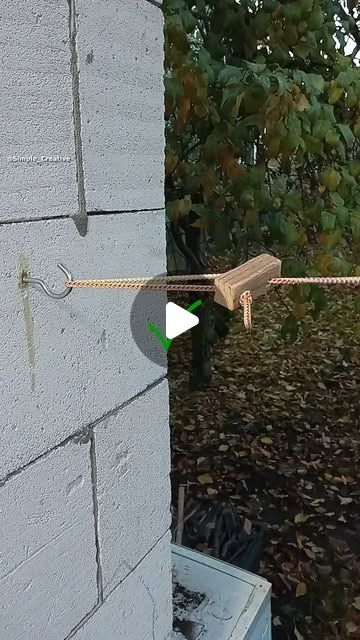 Simple Creative on Instagram: "Useful lifehack for home! How to make a simple and reliable tensioner for a clothesline. Easy hacks to do at home. New Homemade ideas and projects

#shorts #diy #lifehack #tips #tricks #craft #homemade #rope" Diy Outdoor Clothes Line, Outdoor Clothes Lines, Camping Knots, Creative Life Hacks, Shorts Diy, Homemade Ideas, Easy Hacks, Outdoor Clothes, Rv Tips