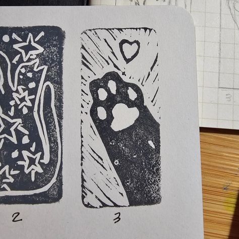 Artober 2024, Day 3: Black Cat Paw. Hello 🐾 @cognitivesurplus Research Notebook series book @moleskine notebook @tombowusa mechanical pencil ForCOLOR Plastic eraser @speedball_art Lino cutter Artellius large eraser Ranger Distress Oxide in Black Soot Found at @artsnacks - @blickartmaterials - @michaelsstores ... www.gemmageluzdesigns.com www.gemmageluz.etsy.com Patreon.com/GemmaGeluzDesigns ... #GemmaGeluzDesigns #latenight #linocut #erasercut #eraser #stamp #artober #2024 #october... Eraser Stamp Ideas, Artober 2024, Research Notebook, Linocut Stamps, Rubber Stamps Diy, Diy Stamps, Eraser Stamp, Moleskine Notebook, Diy Stamp