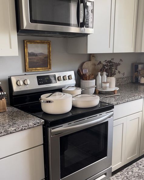 We love our Caraway set and they have 20% off for prime day! 🚨 comment “deal” and I’ll send you the links! ✨ follow @christingracehome for more home #home #kitchen #kitchendecor #kitchenfinds Organic Kitchen Decor, Aesthetic Kitchen Sink, Styling Bedroom Dresser, Countertop Styling, Apartment Appliances, Cheap Renovations, Apartment Kitchen Aesthetic, Townhome Decorating, Kitchen Countertop Decor