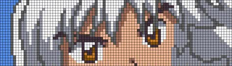 Inuyasha Alpha Pattern, Hxh Alpha Pattern, Anime Knitting, Crochet Grid, Eyes Pattern, Pearl Beads Pattern, Half Demon, Anime Pixel, Pixel Art Templates