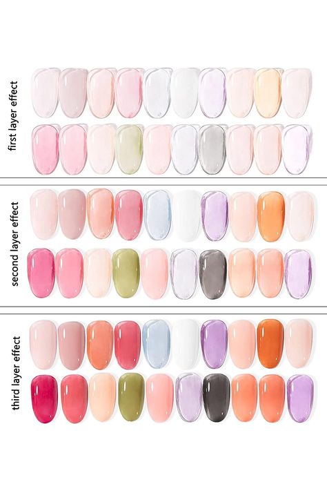 DouborQ 20Pcs Jelly Gel Nail Polish Set,0.24 Fl Oz Pink Nude Purple light Color Transulcent Black White Gel Polish Glass Nail Gel Nail Art DIY Salon White Gel Polish, Jelly Gel Nail Polish, Diy Salon, Glass Nail, Nail Polish Set, Pretty Gel Nails, Gel Nail Polish Set, Glass Nails, Jelly Nails