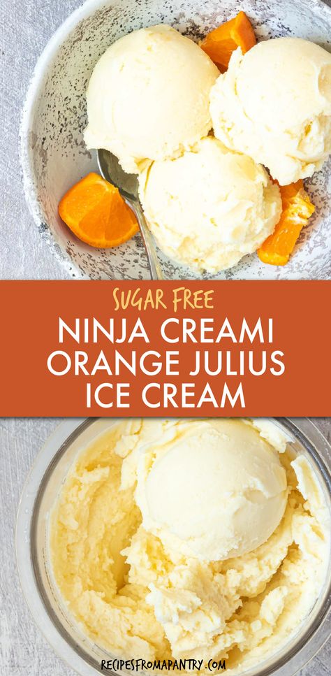 It's quick and easy to make this Ninja Creami Orange Julius Ice Cream at home with just 4 ingredients and minimal prep. This sugar free Ninja Creami recipe is made with fresh orange juice, is thick, creamy and budget friendly. It is a Ninja Creami Protein Ice cream everyone will love. Whip it up as a healthy dessert, breakfast, summer eat, pool parties, 4th of July, or a flavorful frozen dessert. Click for the orange julius dessert!! #ninjacreami #orangejulius #recipe #dessert #icecream Egg Recipes For Lunch, Ninja Ice Cream Recipe, Protein Ice Cream Recipes, Vegetarian Slow Cooker Recipes, Healthy Ice Cream Recipes, Orange Julius, Ninja Recipes, Crock Pot Desserts, Creamy Recipes