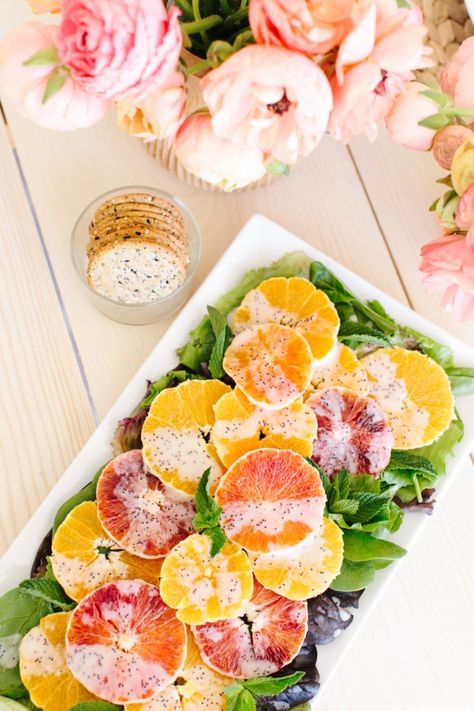 Spring Brunch Buffet, Summer Citrus Salad, Citrus Tea Party, Mom Brunch Ideas, Citrus Party Food, Citrus Brunch, Spring Brunch Party, Spring Brunch Ideas, Snacks Table