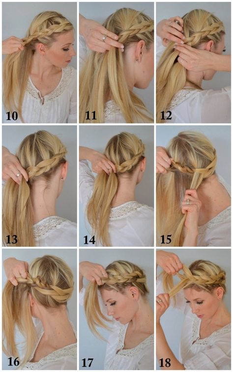 The Boho Crown Braid Tutorial: Part Two Hair Braid Crown Tutorial, Hair Braid Diy, Braid Crown Tutorial, Long Braided Hairstyles, Braided Crown Hairstyles, Braided Hairstyle, Braided Ponytail Hairstyles, Braided Hairstyles Tutorials, Boho Braids