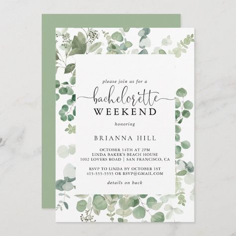 Minimalist Eucalyptus Bachelorette Weekend Invitation - tap/click to get yours right now! #Invitation #affiliatelink #modern #bachelorette #party, #simple Bachelorette Party Invitations Templates, Kitchen Tea Invitations, Tea Invitations, Modern Bachelorette Party, Bridal Tea Party Invitations, Kitchen Tea Ideas, Tea Bridal Shower Invitations, Artistic Tree, Bridesmaid Brunch