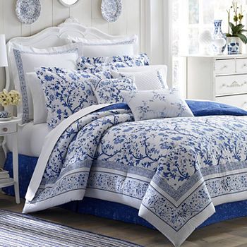 Laura Ashley Bedding, Full Comforter Sets, Cotton Comforter Set, Blue Comforter Sets, Laura Ashley Home, Blue Comforter, Twin Comforter Sets, Floral Comforter, White Bed