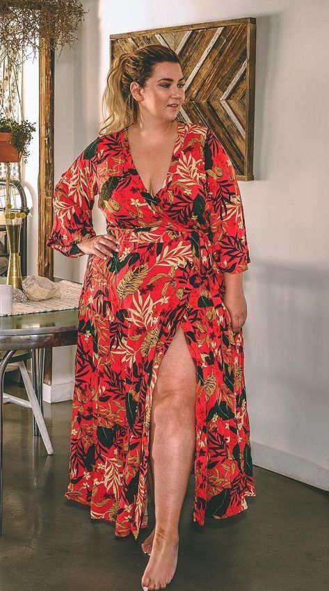 Plus Size Fashion for Women - Plus Size Boho Dress #plussize Plus Size Wrap Dress, 3xl Plus Size Style, Plus Size Summer Dress, Plus Size Boho Fashion, Boho Dress Outfit, Plus Size Bohemian, Bohemian Style Clothing, Moda Plus, Plus Size Models