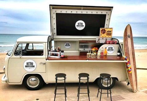 Dishfunctional Designs: Awesome Repurposed and Revamped VW Volkswagen Van Food Trucks Kombi Food Truck, Kombi Trailer, Auto Humor, Foodtrucks Ideas, Camper Bar, Kombi Pick Up, Coffee Food Truck, Mobile Cafe, Food Vans