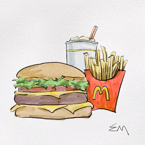 #burger #illustration #sketch Block Reaction Pic, Burger Drawing Easy, Burger Cartoon Drawing, Eating Burger Drawing, Cheeseburger Drawing, Burger Sketch, Burger Drawing Realistic, Burger And Fries Drawing, Burger Illustration