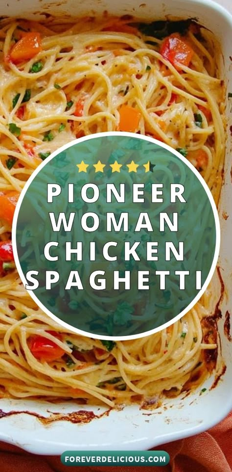 I absolutely love this Pioneer Woman Chicken Spaghetti! It’s a comforting and creamy dish loaded with flavor. The combination of tender chicken, tangy tomatoes, and a blend of spices makes it a family favorite. Perfect for weeknight dinners or cozy gatherings, this recipe is as easy as it is delicious. You’ll want to make this again and again! Pioneer Woman’s Chicken Spaghetti, Pioneer Woman Pasta Bake, Bake Chicken Spaghetti Recipe, Amazing Chicken Spaghetti, Pioneer Woman Chicken Spaghetti Recipe, Chicken And Spaghetti Casserole, Chicken Spaghetti Pie, Pioneer Woman Pasta Recipes, Chicken Spaghetti Recipe Pioneer Woman