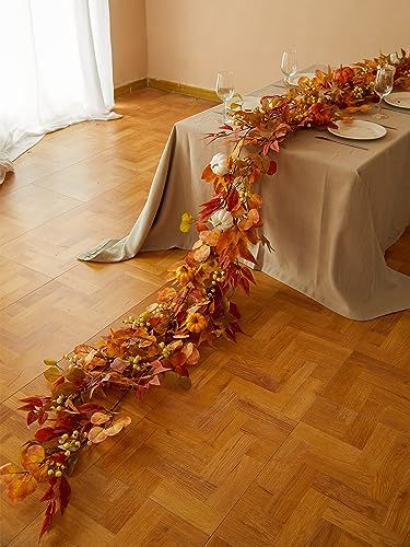 Wedding Fireplace, Vine Garland, Thanksgiving Garland, Fall Lantern, Halloween String Lights, Fall Leaf Garland, Fall Fireplace, Fall Living Room Decor, Hanging Vines