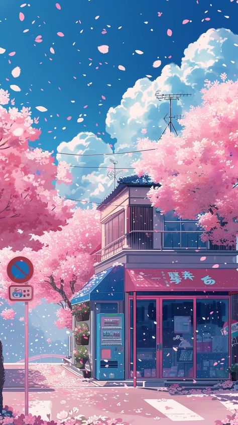 Hanami Wallpaper, Pink Lofi Aesthetic, Pink Kawaii Aesthetic, Frühling Wallpaper, Pink Kawaii, Dreamy Artwork, View Wallpaper, Aesthetic Flowers, Cute Pastel Wallpaper