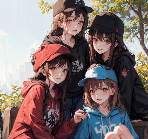 4 Best Friends Pictures Anime, 4 Best Friends Pictures Cartoon, 4 Bestie Anime, 4 Friends Pictures Cartoon, 4 Bffs Wallpaper, Anime Group Of Friends, Image Girly, Besties Pictures, Photo Manga