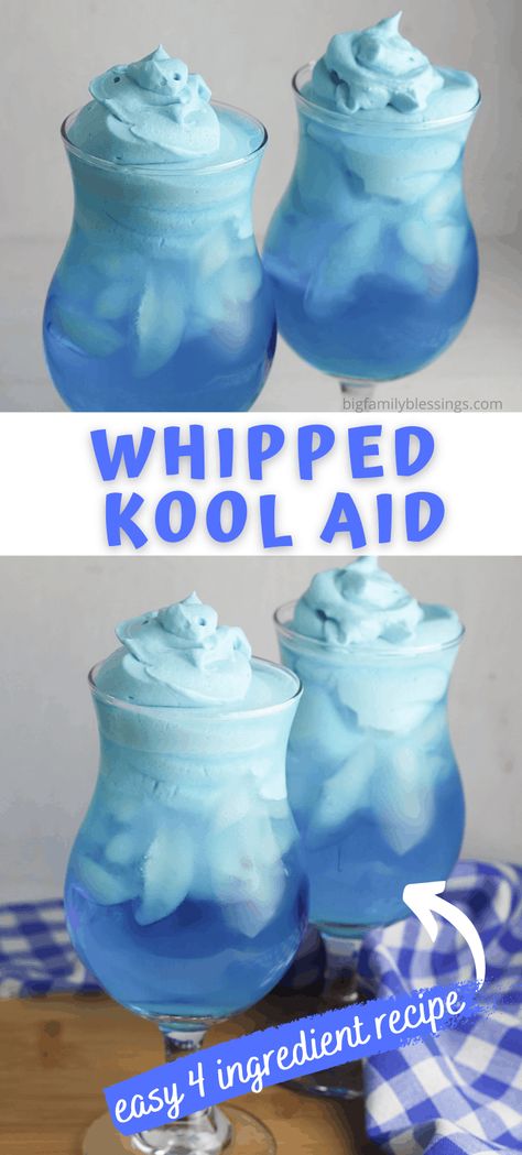 Whipped Kool Aid Frozen Slushies With Alcohol, How To Make Whipped Koolaid, Special Drinks For Kids, Whipped Koolaid Drink, Kool Aid Drinks, Whipped Koolaid, Sleepover Recipes, Fun Drinks To Make, Drink Ideas For Kids