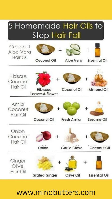 Hair Oil Concoctions To Increase Hair Growth
Curry leaves + coconut oil.
Kalonji seeds + olive oil or coconut oil.
Camphor + castor oil + olive oil.
Neem + almond oil.
Amla + olive oil.
Peppermint oil + grapeseed carrier oil.
Hibiscus flower + coconut oil.
Onion + lavender oil. Aloe Vera Hair Oil, Homemade Hair Growth Oil, Onion Oil For Hair, Mane Magic, Kalonji Seeds, Hair Growth Oil Recipe, Olive Oil Hair Mask, Homemade Hair Oil, Best Hair Growth Oil