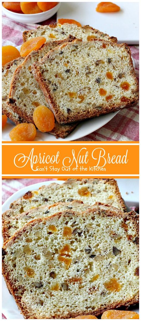 Delicious Apricot Nut Bread can be served with plain cream cheese or the Caramel Indulgence soft cream cheese. Nut Breads, Apricot Bread, Breakfast Casserole With Bread, Bacon Bread, Breakfast Casserole Bacon, Nut Bread Recipe, Apricot Recipes, Bread Kitchen, Fruit Bread